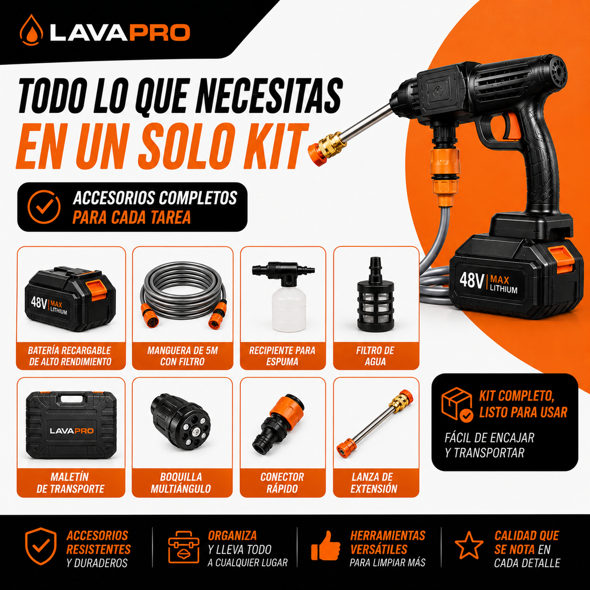 Hidrolavadora Inalámbrica de Alta Presión - Limpieza potente sin cables