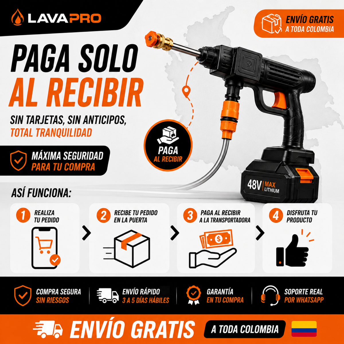 Hidrolavadora Inalámbrica de Alta Presión - Limpieza potente sin cables
