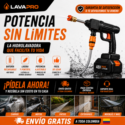 Hidrolavadora Inalámbrica de Alta Presión - Limpieza potente sin cables